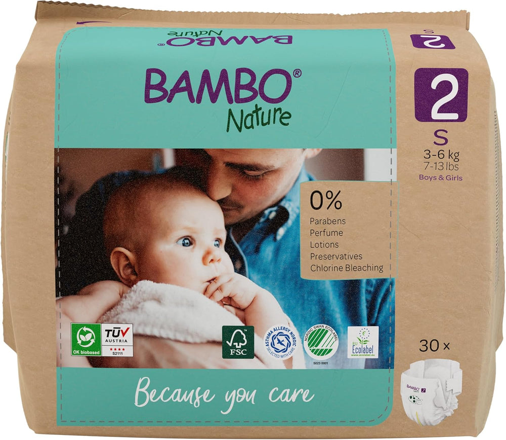 Pannolini per bambini Bambo Nature, taglia 1 (2-4 kg), confezione mensile da 132 pezzi | Pannolini Premium con protezione dalle perdite migliorata | Massimo comfort e libertà per i neonati | Pannolini dermatologicamente testati
