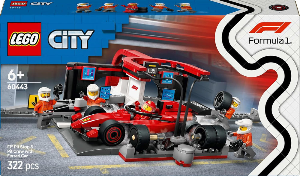 LEGO City Pit Stop F1 con Team e Ferrari Speedster - Set Pit Stop Formula 1 con 1 pilota e 4 minifigure meccaniche - Auto da corsa giocattolo per ragazzi e ragazze 6+ - 60443 Set di costruzione Beuche den LEGO-Store