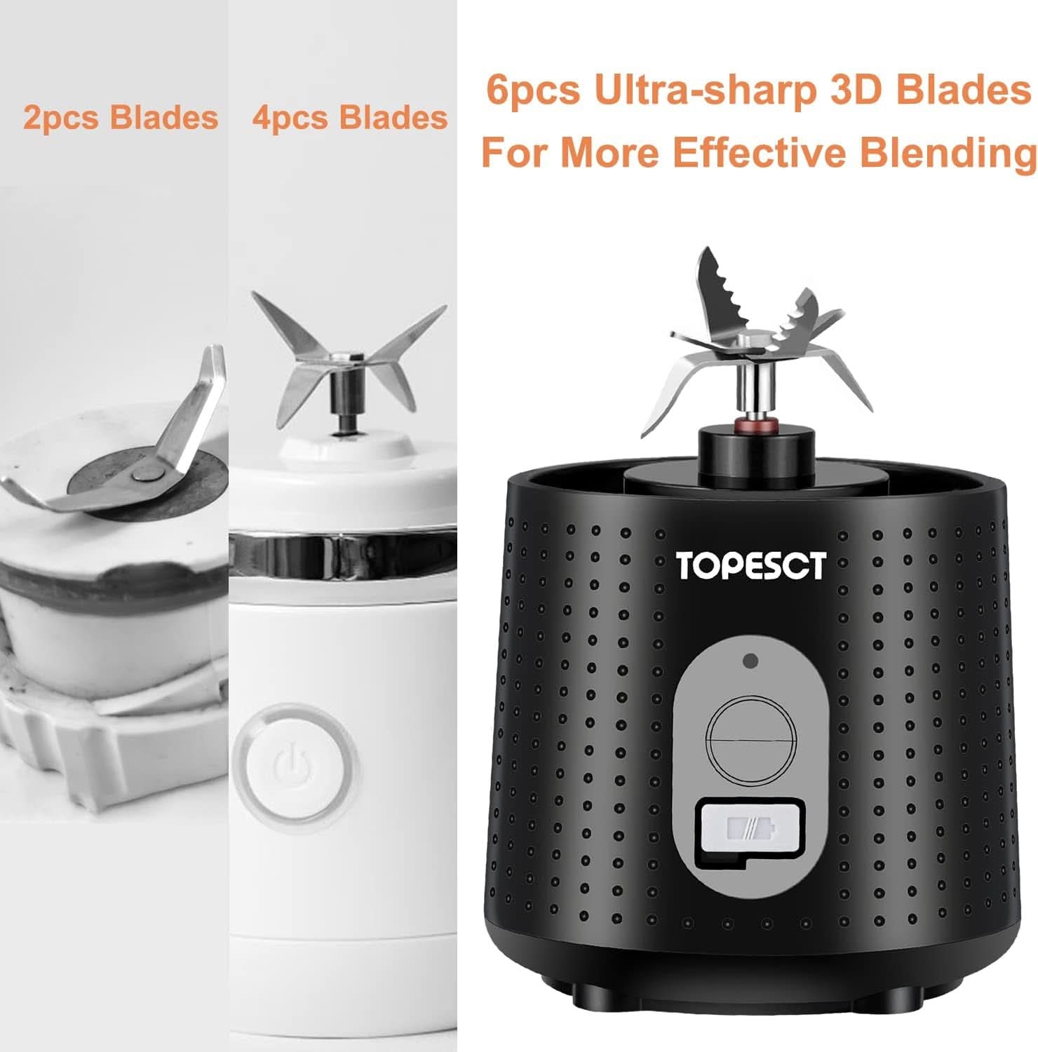 Topesct Tragbarer Mixer, Smoothie Maker to Go– Mobile Standmixer/Elektrischer Mini Saftmixer Sechs Klingenin 3D-Anordnung Für Hervorragendes Mixen, 13Oz USB Wiederaufladbarer Juicer (Nero) Kitchen Naty Shop