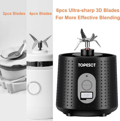 Topesct Tragbarer Mixer, Smoothie Maker to Go– Mobile Standmixer/Elektrischer Mini Saftmixer Sechs Klingenin 3D-Anordnung Für Hervorragendes Mixen, 13Oz USB Wiederaufladbarer Juicer (Nero) Kitchen Naty Shop
