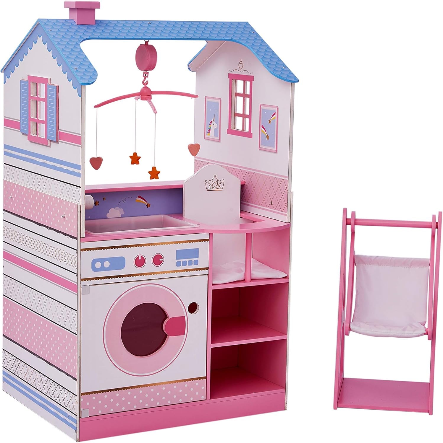 Olivia'S Little World Teamson Kids Bambole da 18 pollici Casa delle bambole in legno Asilo nido a doppia faccia TD-11460W Case delle bambole Naty Shop Fasciatoio