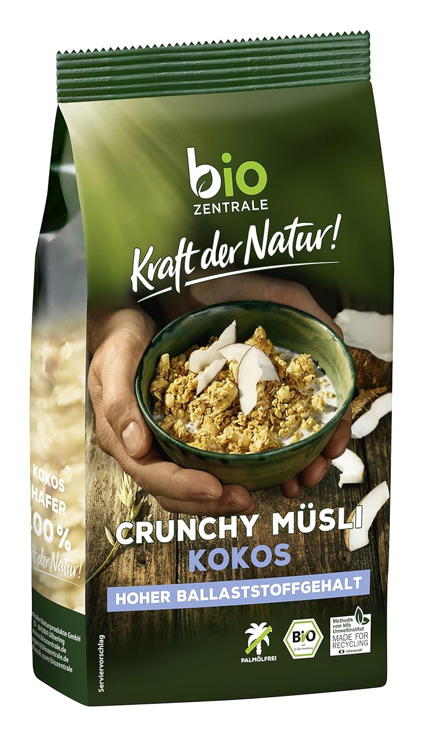 Muesli croccante ai frutti di bosco Biozentrale | 375 g di muesli biologico | Ideale per la colazione e per la tua tazza di muesli da asporto | Un'alternativa alle barrette di muesli