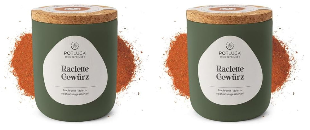 Potluck | Raclette Gewürz | Würzmischung im Keramiktopf | 70g| Vegano, senza glutine e con ingredienti naturali