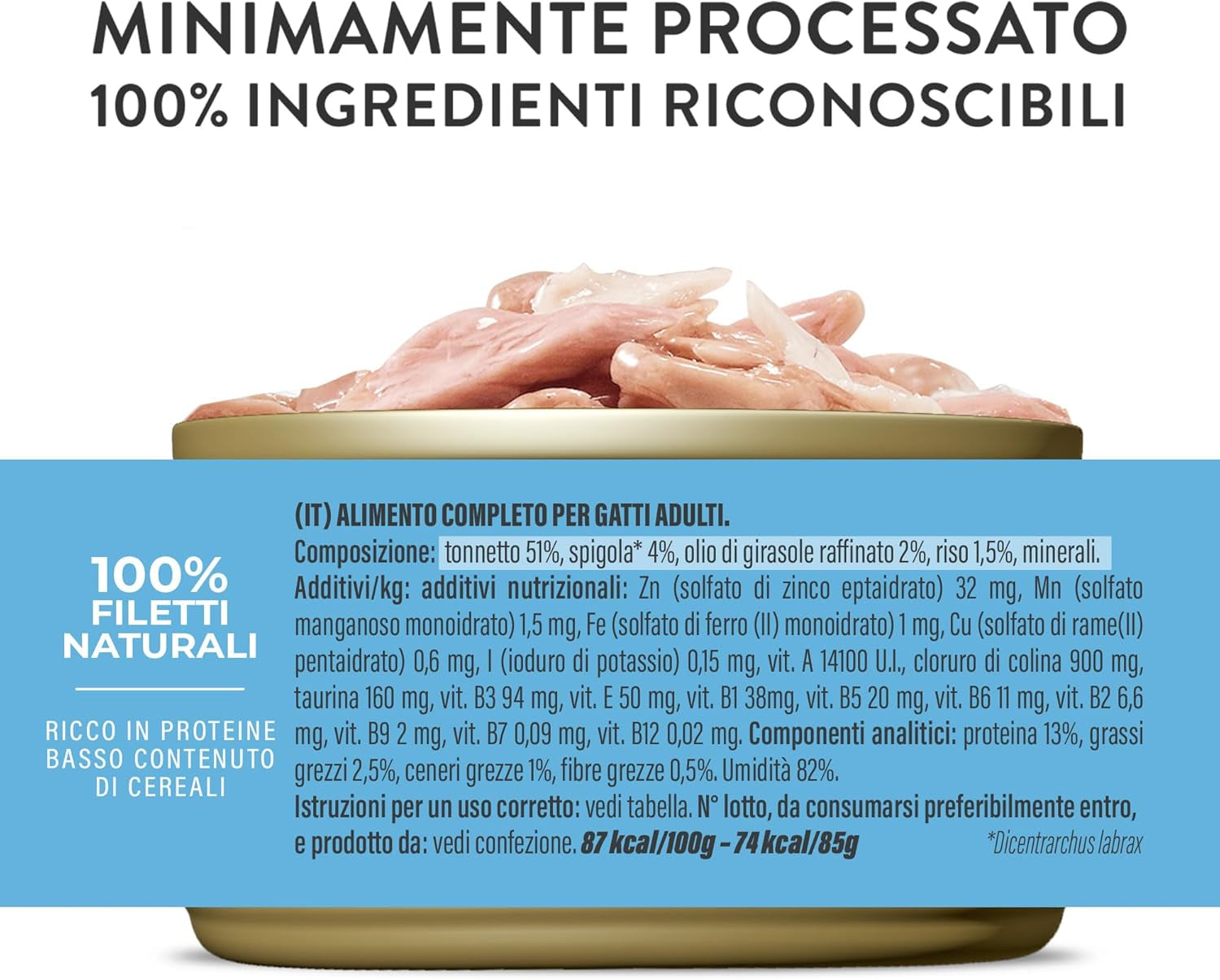 Ton spinos în jeleu, hrană umedă completă pentru pisici, la conservă, cu vitamine adăugate, 100% natural, 6 x 85 g