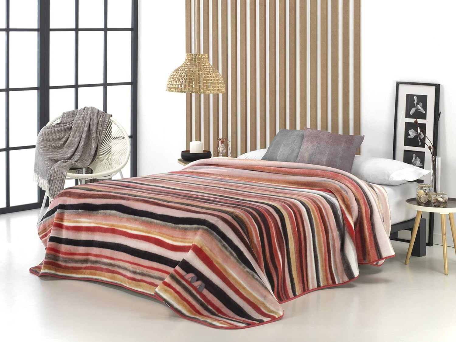 Coperta Stampata, Grande Volume, 100% Poliestere, 450 G/M², Morbida, Per Autunno/Inverno, Design Harmony N10, 170 X 240 Cm, Per Letti 90/105 Cm, Grigio Naty Shop Piumini e Trapunte Rosa 260X240Cm - Letto 160/180Cm