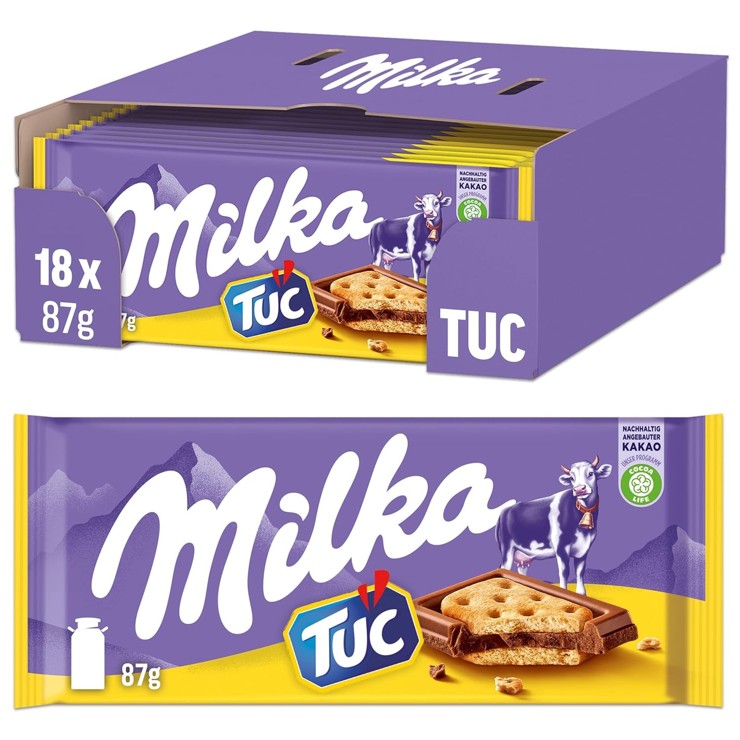 Milka Cow Spots – Cioccolato al latte alpino con cioccolato bianco con motivo a macchie di mucca – 24 x 90 g