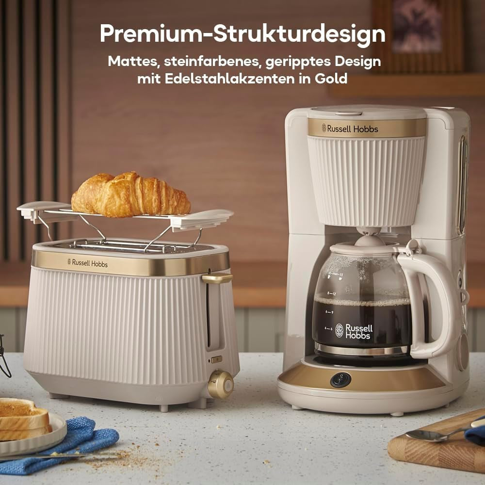 Espressor Russell Hobbs Brontë Stone cu filtru [1,25 l, 1100 W] (tehnologie de preparare WhilTech, sistem anti-picurare, placă de încălzire, carafă de sticlă, indicator al nivelului apei, funcție pauză și turnare) Espressor 26781-56