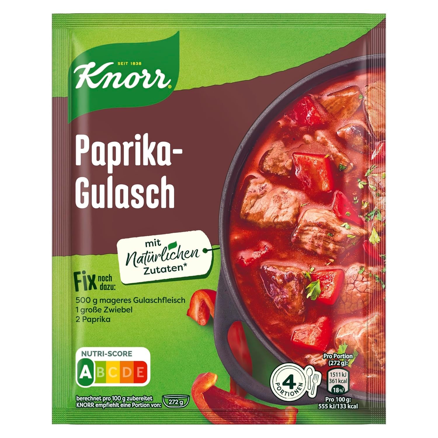 Knorr Fix Würzmischung Paprika-Gulash per una carne leccata con ingredienti naturali 4 porzioni