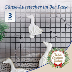 Set de 3 forme de biscuiți Dr. Oetker, model gâscă – Forme de biscuiți, White Christmas Baking – Forme de biscuiți din oțel inoxidabil pentru Crăciun