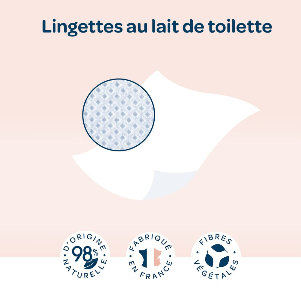 BIOLANE - Confezione da 12 - Salviette umidificate baby con latte da toilette - Neonati - 864 Salviette umidificate baby - Deterge e idrata - Per pelli sensibili - 98% origine naturale - Dalla nascita