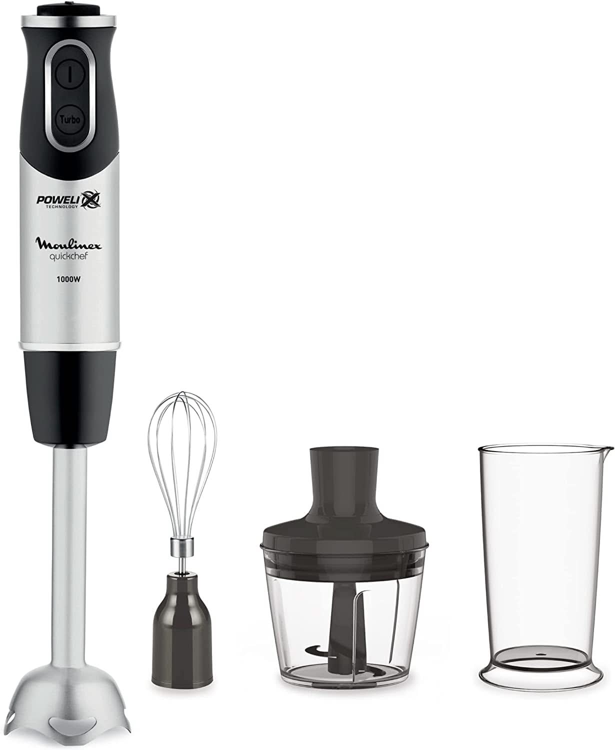 DD6558 DD655810 Quickchef Tauchmixer 3 in 1, tecnologia Powelix, 3 ripiani, acciaio inox, acciaio/nero Kitchen Naty Shop