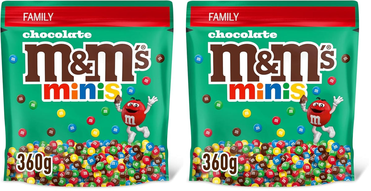 M&M's Chocolate Minis, Cioccolato, 1 x 324 g, Lenticchie al cioccolato (324 g) (Confezione da 2)