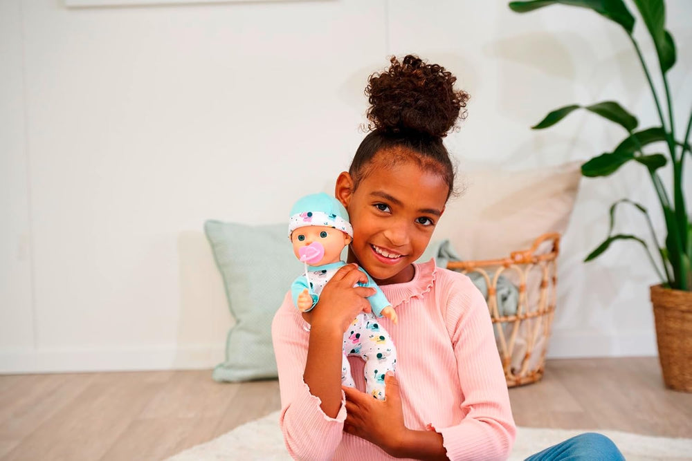 Păpușă nou-născută, elefantuleț, din vinil, cu funcție de băut și udare, biberon și suzetă, 30 cm, de la 2 ani