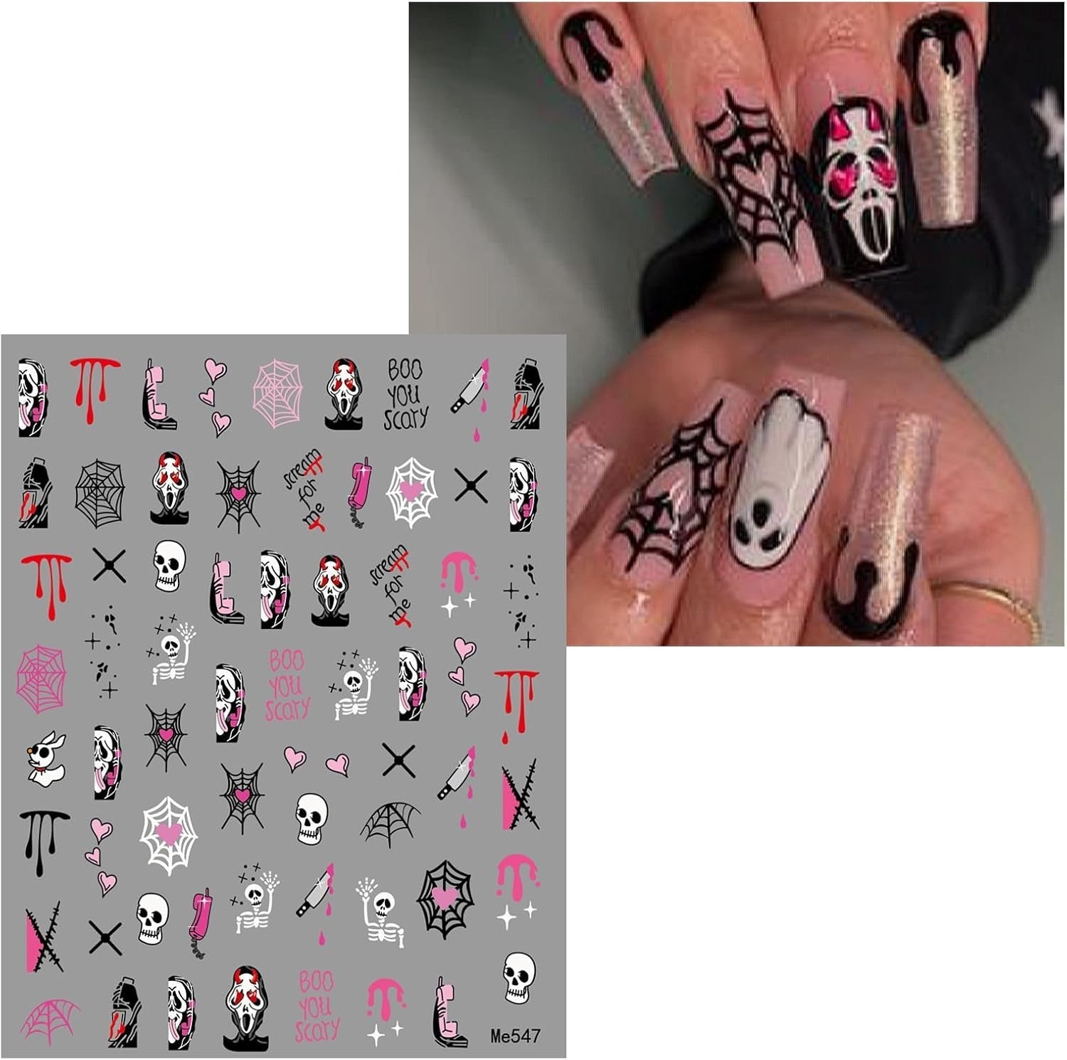 JMEOWIO Nagelsticker Halloween 9 Blatt Nail Art Sticker Selbstklebend Nagelaufkleber Dekoration Nageldesign Zubehör