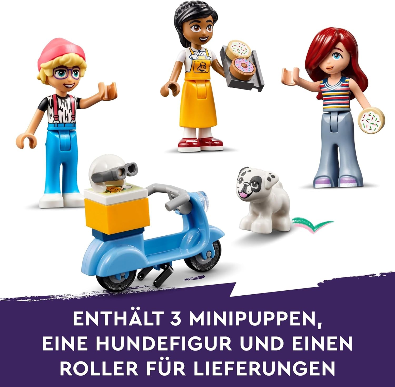 LEGO Friends Heartlake City Café, giocattolo per bambini, panetteria giocattolo, idea regalo per ragazze e ragazzi 6+, set di 3 personaggi da gioco e figura del cane 42618 Set da costruzione Besuche den LEGO-Store