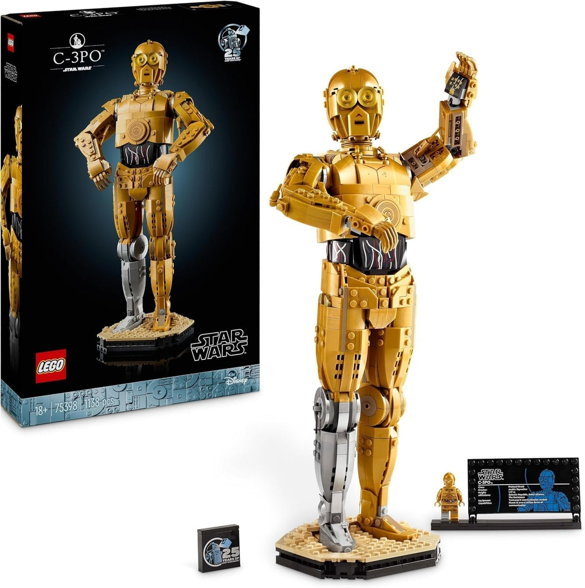LEGO Star Wars C-3PO B, Droide costruibile, Modello da collezione, Costruisci ed esponi, Idea regalo nostalgica per adulti e fan, Pezzo da collezione, Fantasy Playset 75398 Set da costruzione Acquista dal negozio LEGO Singur