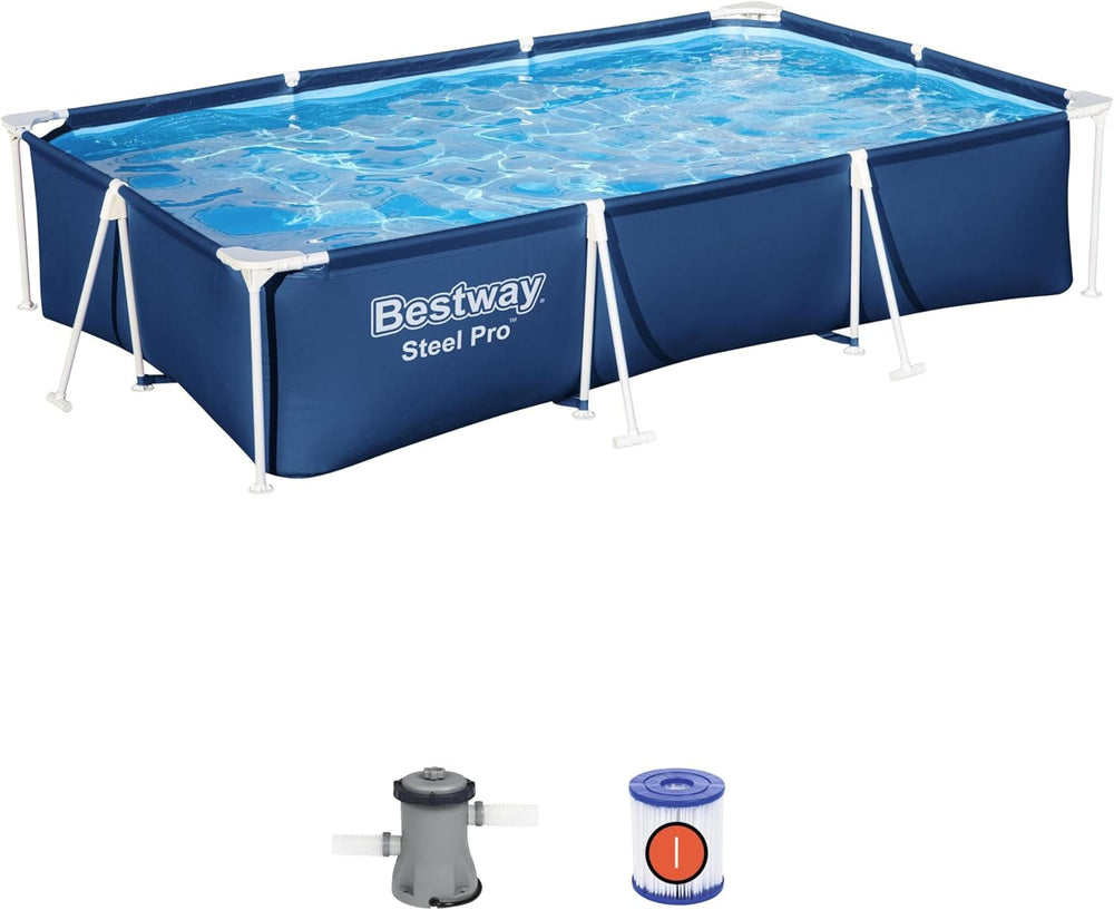 Set piscina Bestway Steel Pro, rettangolare, 3,00 mx 2,01 mx 66 cm, blu