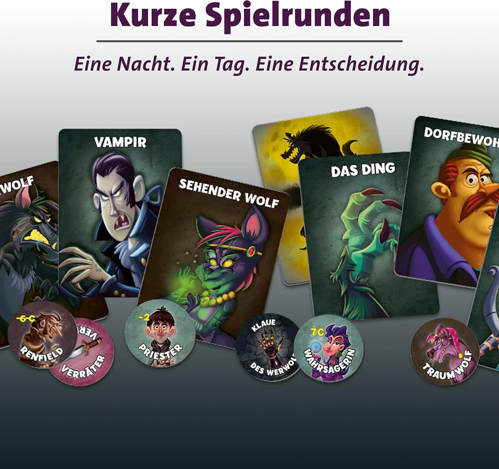 Ravensburger 26703 - Vârcolaci - Noapte cu Lună Plină, joc de societate pentru vârste de la 9 ani în sus, joc de acțiune pentru 3-10 jucători, serie de jocuri