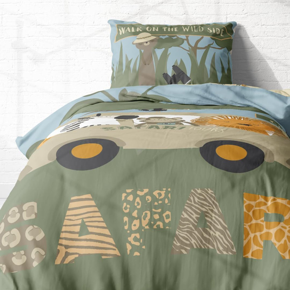 Set biancheria da letto per bambini, animali, 100% cotone con cerniera Biancheria da letto - bambini Naty Shop