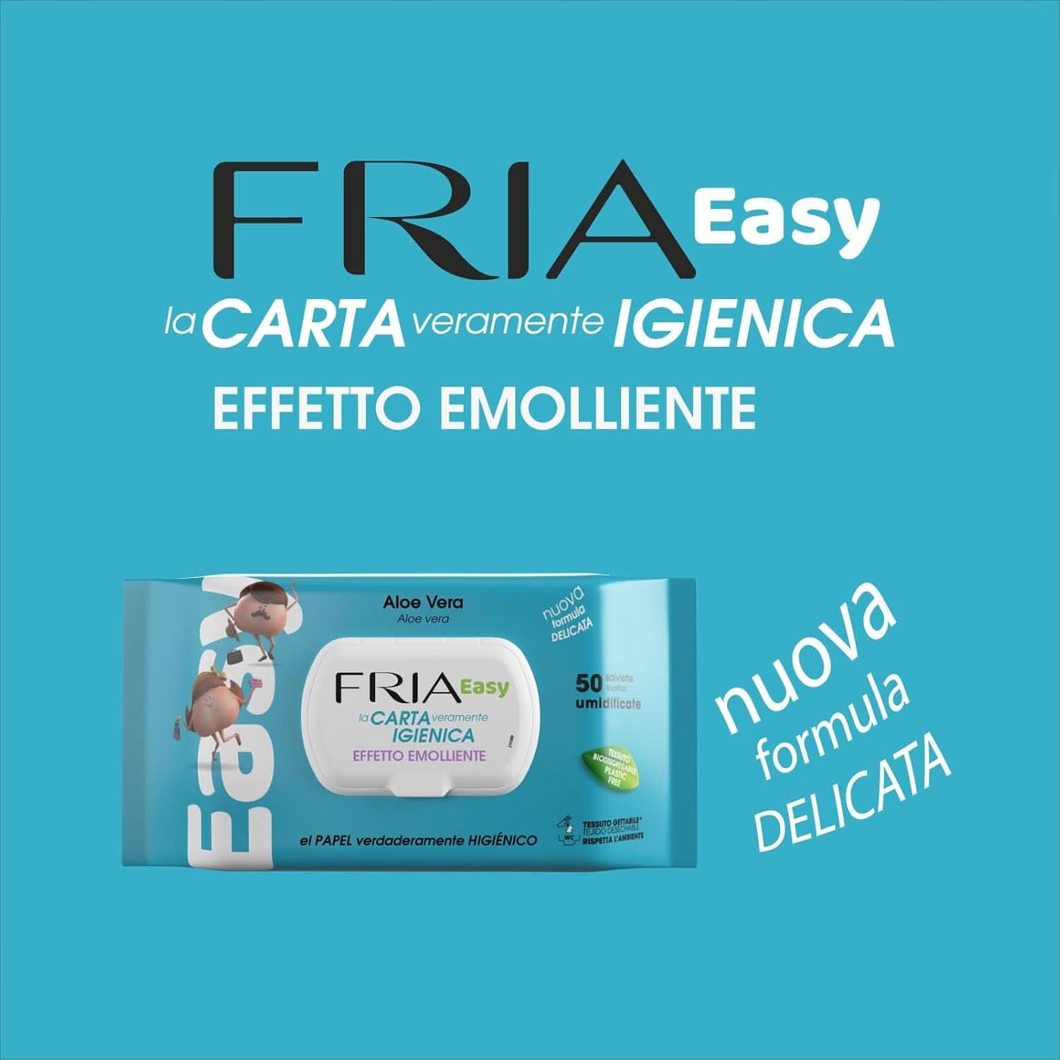 Fria, salviettine umidificate, 2 fragranze diverse, 2 x 50 pezzi Salviettine umidificate Baby Naty Shop