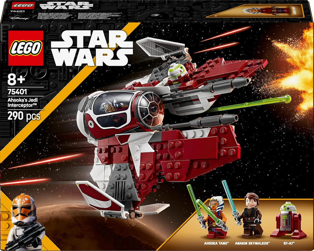 LEGO Star Wars 75401 Jedi Interceptor di Ahsoka, Starfighter per i fan di Clone Wars, minifigure di Ahsoka Tano e Anakin Skywalker con spade laser e R7-A7, per ragazzi e ragazze dagli 8 anni in su Set di costruzione Beuche den LEGO-Store