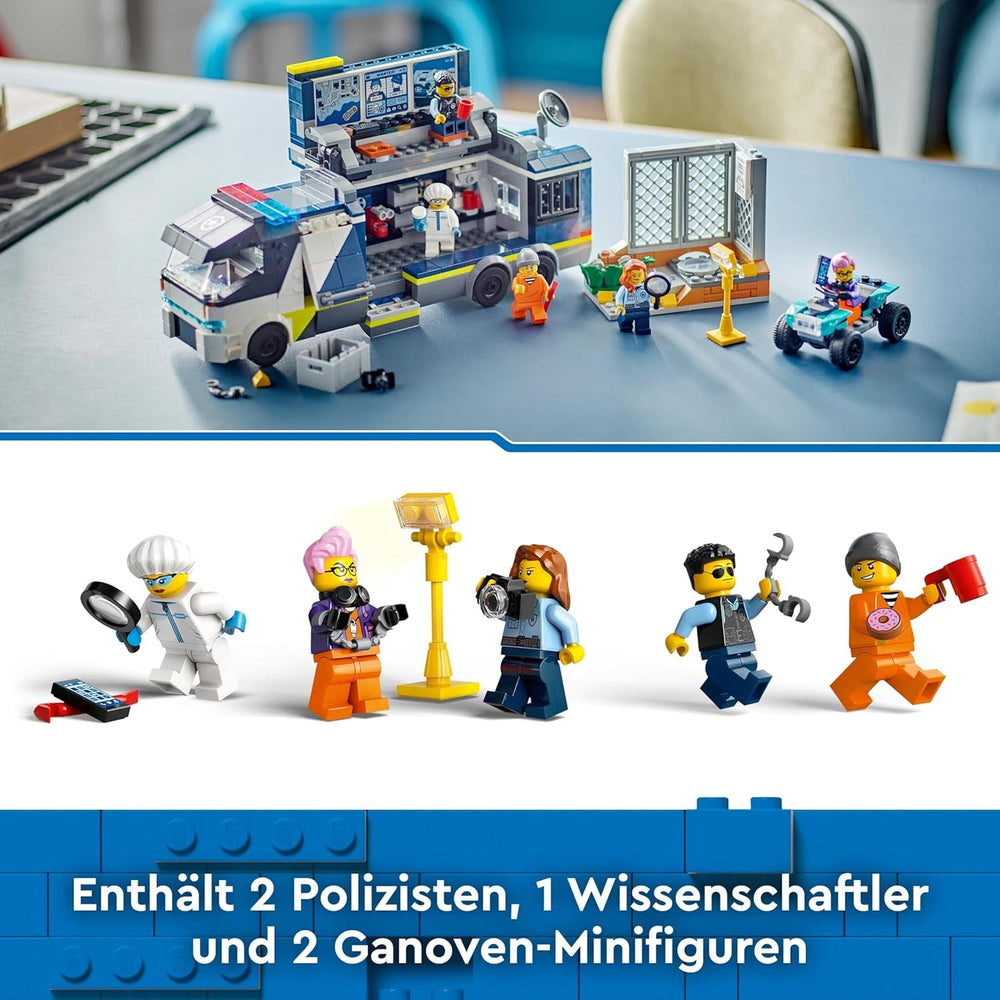 LEGO City Camion della Polizia con laboratorio, set della Polizia Quad e camion giocattolo per bambini, regalo per ragazzi e ragazze dai 7 anni in su, più 5 minifigure: 2 poliziotti, 1 scienziato e 2 ladri 60418 Set da costruzione Beuche den LEGO-Store