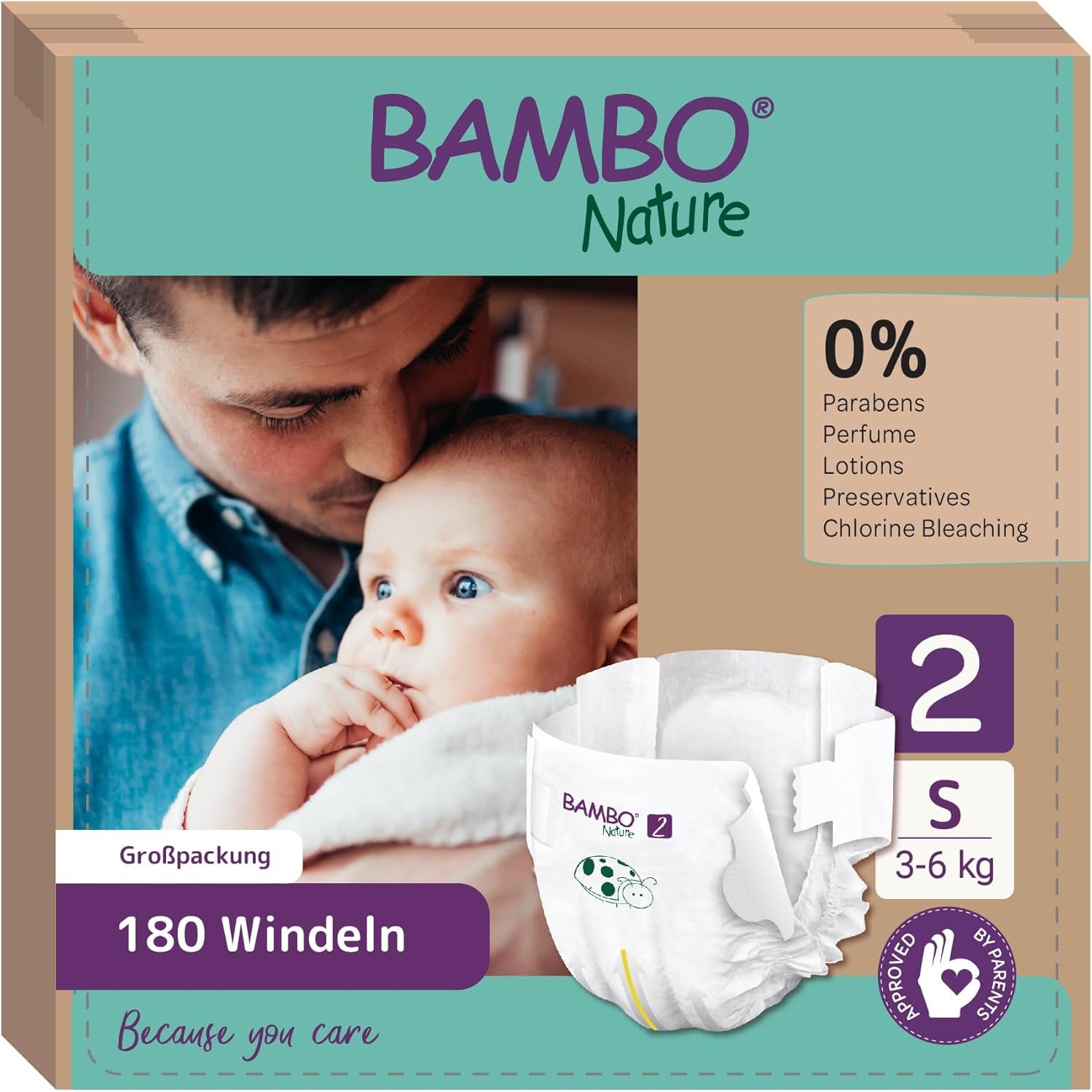 Pannolini per bambini Bambo Nature, taglia 1 (2-4 kg), confezione mensile da 132 pezzi | Pannolini Premium con protezione dalle perdite migliorata | Massimo comfort e libertà per i neonati | Pannolini dermatologicamente testati
