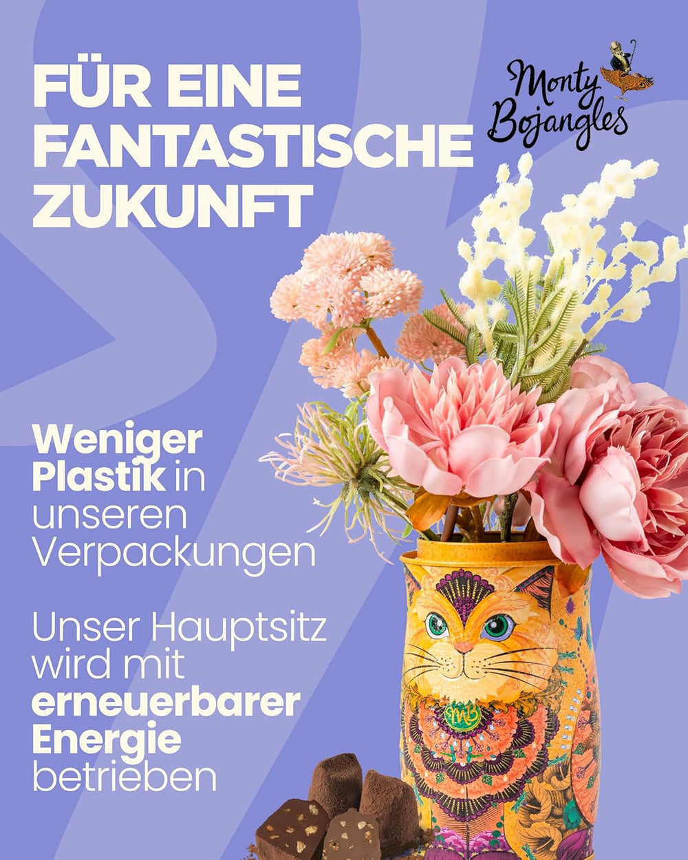 Monty Bojangles Savanna Gold Chocolate Truffles (135g) Set regalo con praline in polvere di cacao in una scatola da collezione dal design individuale con gatti Flutter Scotch Flavor