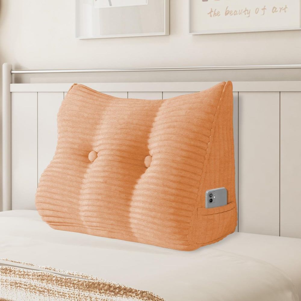 Pernă Johnear cu pană, pernă de citit pentru pat și canapea, pernă pentru spătar, pernă pentru tăblie, pernă lombară triunghiulară mare (gri, 45 cm)