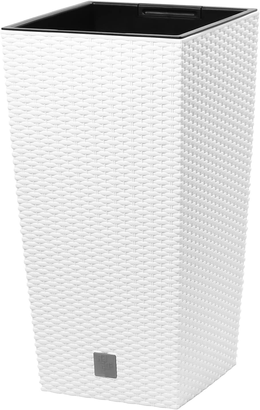 Ghiveci/ghiveci cu aspect de ratan Prosperplast cu insert | 26,5 x 26,5 x 50 cm | antracit | rezistent la intemperii și UV | fabricat din plastic robust | pentru interior și exterior