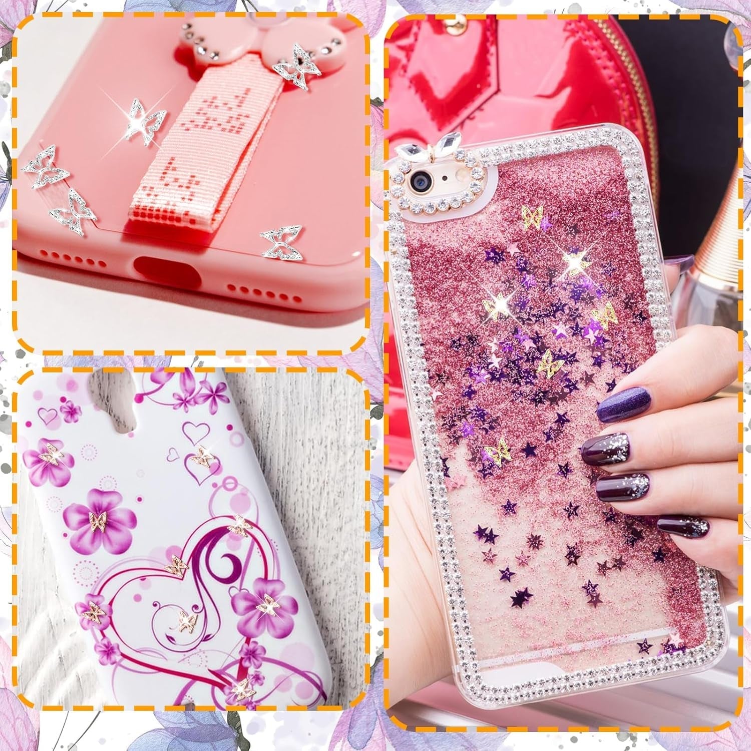 80 de bucăți de pandantive pentru unghii fluture 3D, din aliaj, formă de fluture, auriu, argintiu, strălucitoare, decorațiuni pentru unghii, accesorii pentru bijuterii pentru unghii, manichiură DIY pentru femei