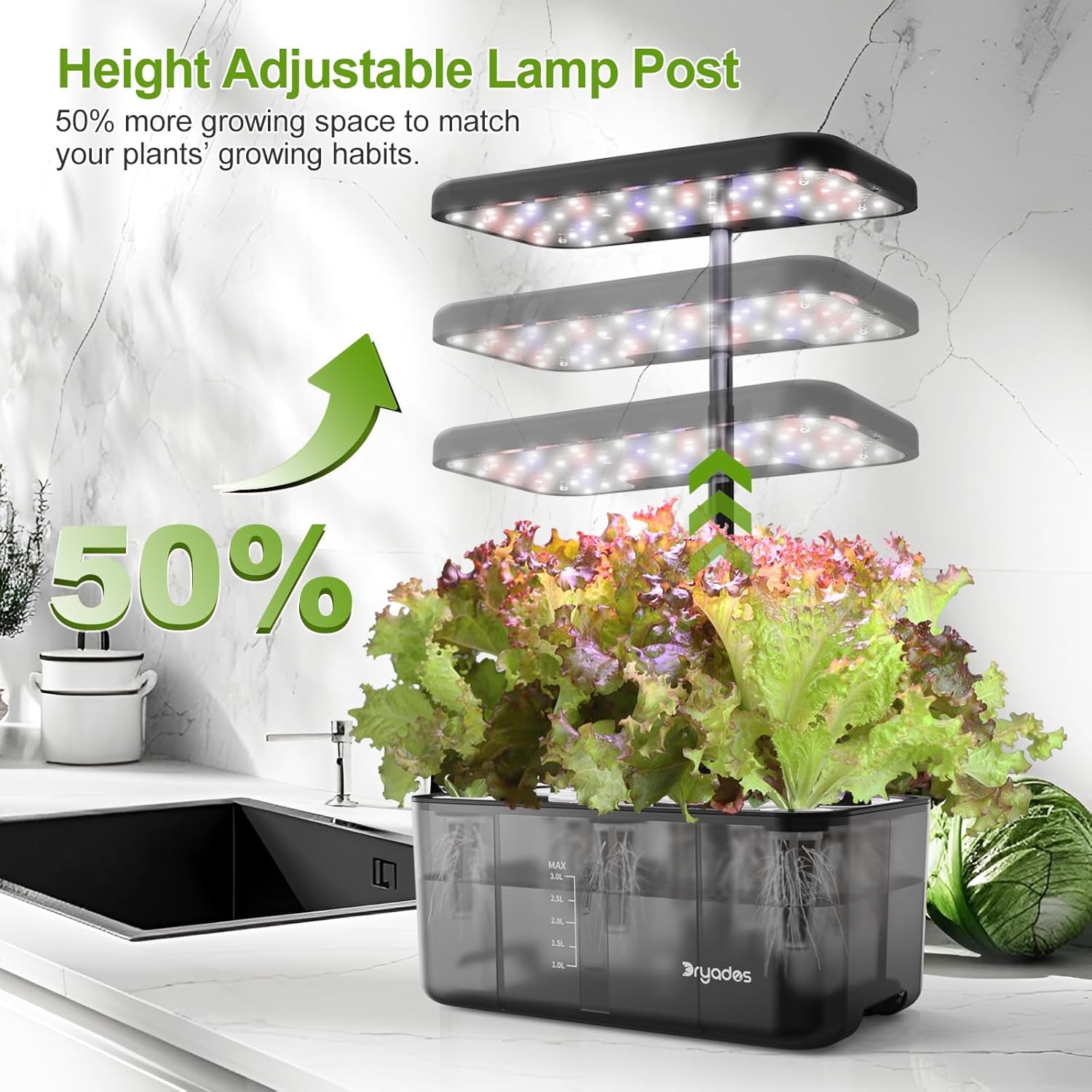 Sistema di coltivazione idroponica: 8 capsule, lampada LED a spettro completo da 24 W con avviso di livello basso dell'acqua | Giardino interno per cucina, soggiorno, scuola | Idea regalo per giardinieri dilettanti