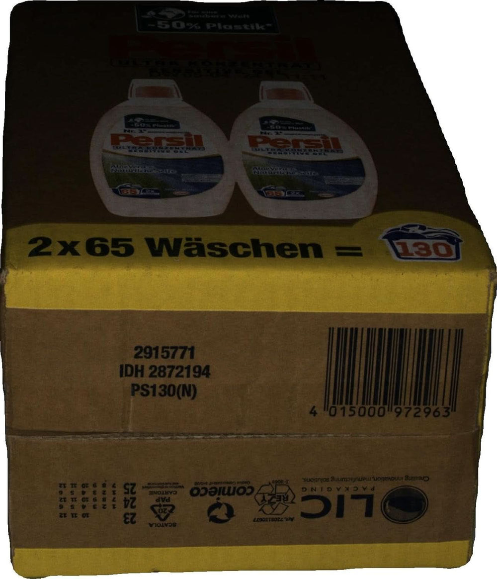 Persil Ultra Concentrate Sensitive Gel (130 lavaggi), Detersivo liquido per allergie e neonati in un flacone più piccolo per meno plastica, Rimuove le macchie difficili, Dermatologicamente testato Detersivi per bucato Naty Shop