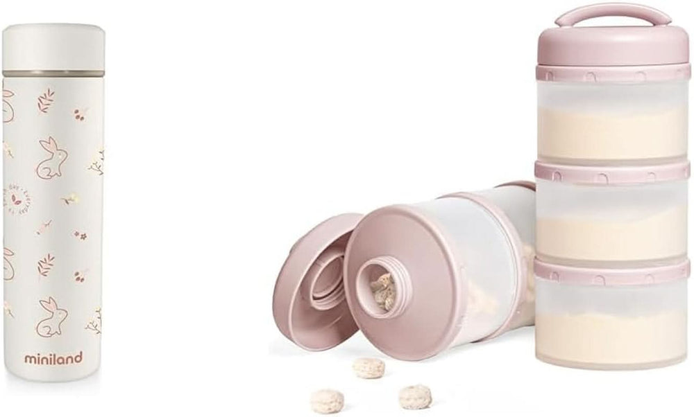 Miniland NATUR THERMOS BUNNY - thermos per pappa 450 ml, multicolore Accessori Alimentazione e Allattamento Bebe Naty Shop Confezione con latte in polvere Arancio Natur Thermos Bunny