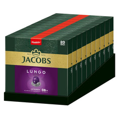 Jacobs Kaffeekapseln Lungo Intenso, Intensität 8/12, 10 x 20 Getränke, Nespresso* kompatible Kaffee Kapseln, 200 Kapseln