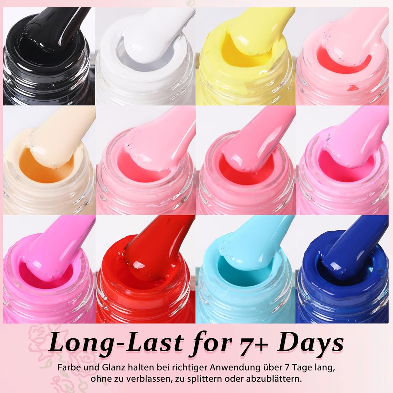 Set di smalti per unghie da 6 pezzi - Smalto per unghie rosso brillante a lunga durata ad asciugatura rapida - Smalto per unghie non tossico a base d'acqua per regalo di manicure per saloni fai da te (Colore A)