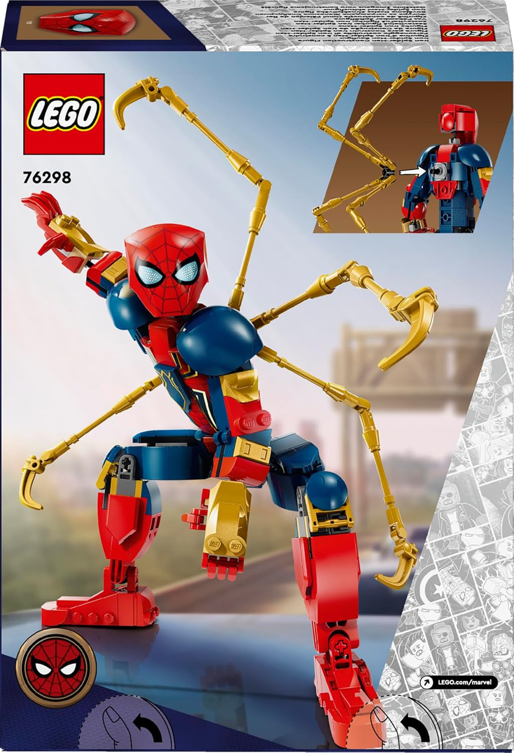LEGO Marvel Iron Spider-Man Mattoncini da costruzione Supereroe Action Toy per bambini 8+ Set di armature per ragazzi e ragazze Modello costruibile Avengers Idea regalo per i fan dei film Marvel 76298 Set di costruzioni Beuche den LEGO-Store