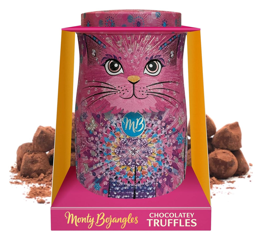 Monty Bojangles Savanna Gold Chocolate Truffles (135g) Set regalo con praline in polvere di cacao in una scatola da collezione dal design individuale con gatti Flutter Scotch Flavor