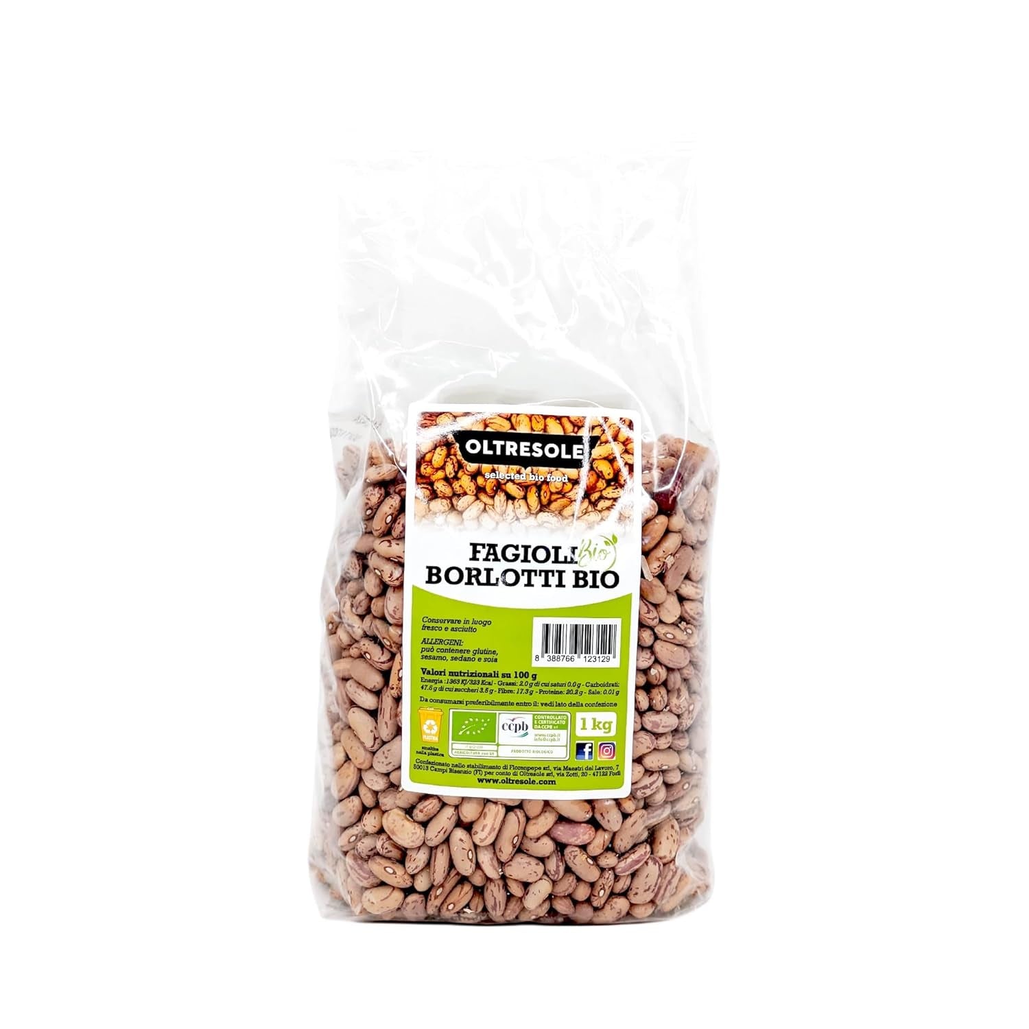 Fagioli Borlotti Bio 5 kg, Legumi secchi biologici da coltivazioni controllate, Ideale per insalate, zuppe e contorni, Formato comodo