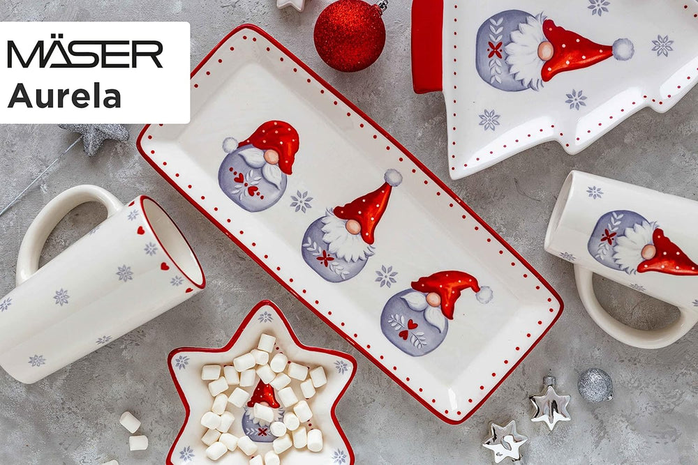 MÄSER 931974 Serie Aurela Weihnachtsteller 3er Set, 3 Weihnachtsgeschirr Teller als Plätzchenteller, Stollenplatte, Gebäckteller, Keksteller, Weihnachtsservice Geschirrset Weihnachten, Steingut