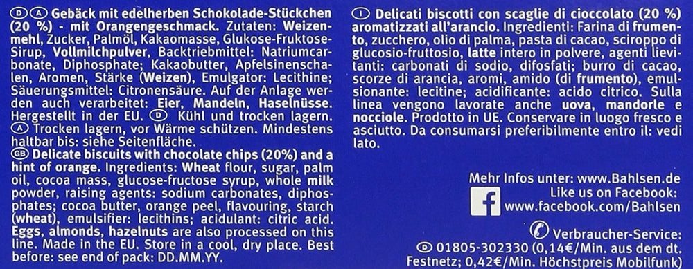 Bahlsen Chokini - Pachet de 2 - Aluat fraged cu bucăți de ciocolată și aromă de portocale (1 x 150 g)