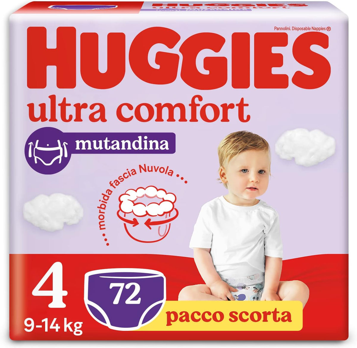 Pannolini Huggies Ultra Comfort, taglia 4 (9-14 kg), confezione da 72 pannolini