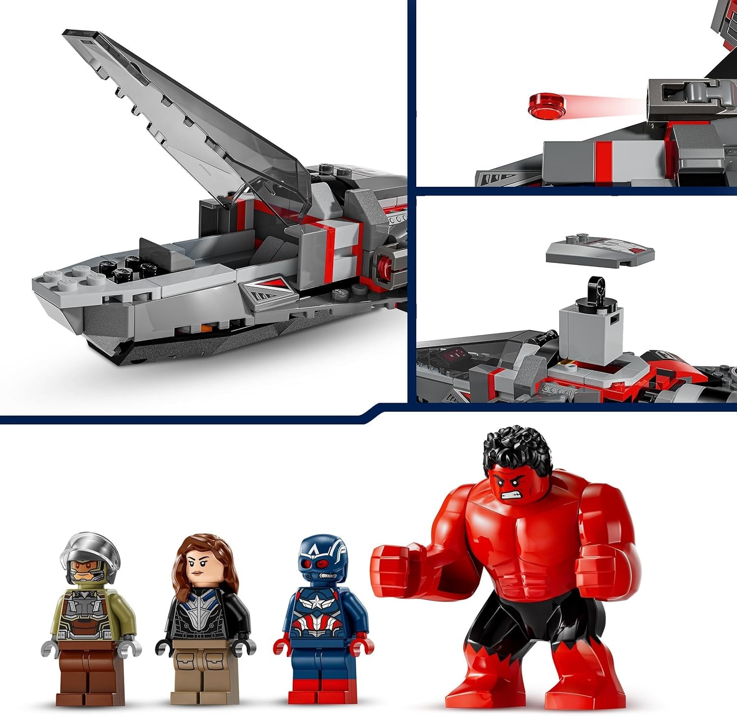 LEGO Marvel Resa dei conti tra Capitan America e Hulk Rosso Regalo per bambini Jet Set costruibile Giocattolo da supereroe per ragazzi e ragazze Giocattolo da costruzione Avventura di 8 anni 76292 Set da costruzione Besuche den LEGO-Store