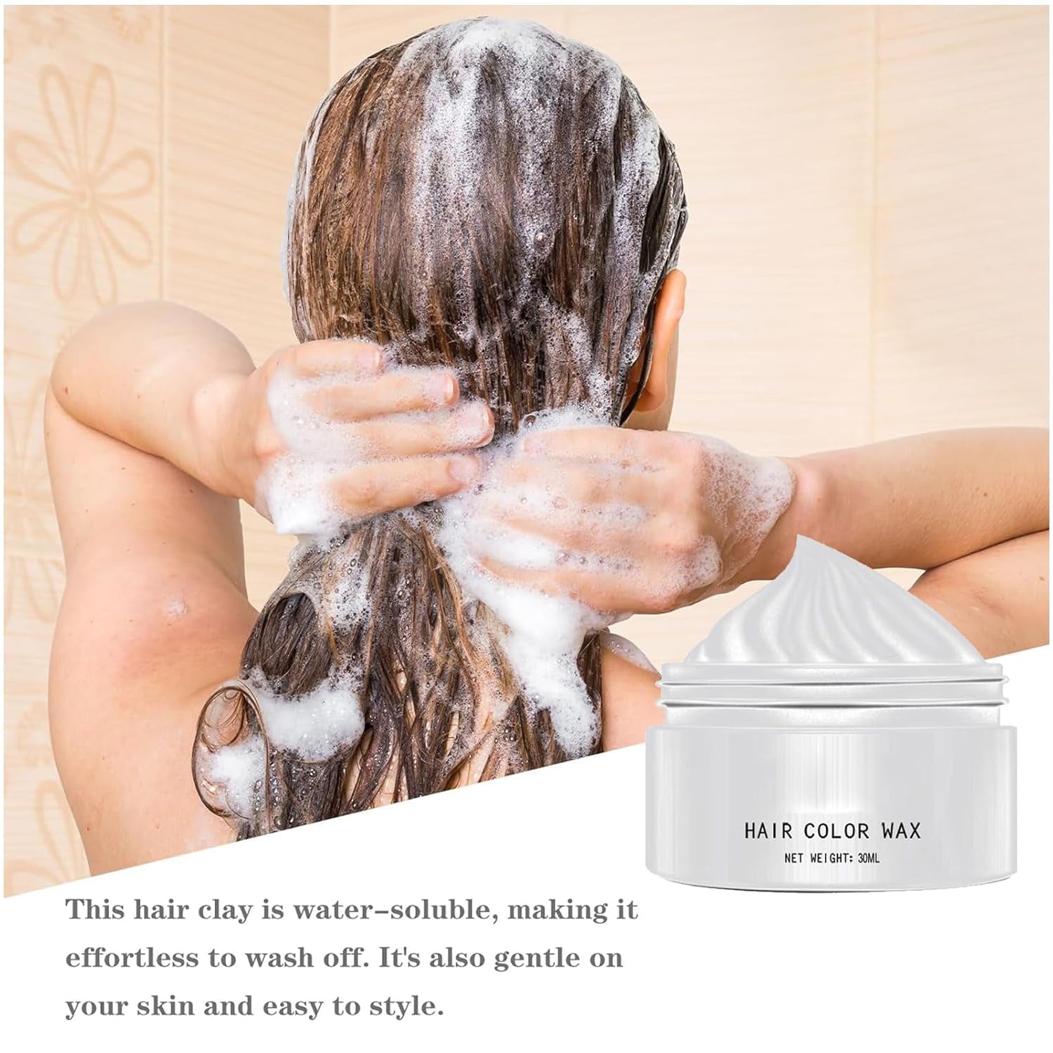 Vopsea de păr albă naturală, Vopsea de ceară de păr albă, Vopsea de păr naturală unisex albă, Vopsea de păr albă, Ceară de păr pentru petrecere Cosplay Halloween, Vopsea de păr Ceară de păr pentru petrecere, 30ML Vopsea pentru par Naty Shop