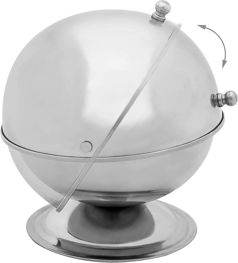 Zahărniță Relaxdays SWEETY din oțel inoxidabil, 14 x 13 x 13 cm (Î x L x A), bilă de zahăr cu capac rulant, bombonieră rotundă, argintie