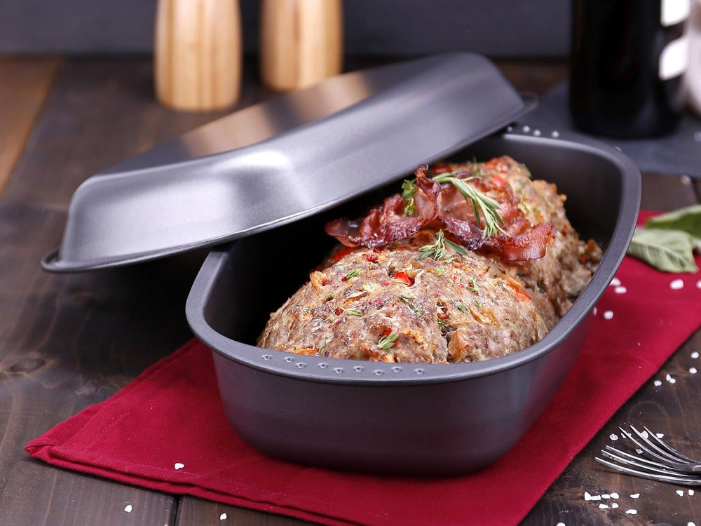 Chg 9942-04 Bratenform Mit Deckel, Antihaftbeschichte, Antracite-Metallico, 37 X 20 X 7 Cm Stampi e teglie da forno Naty Shop