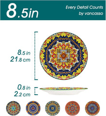Set de 6 farfurii pentru desert, set de farfurii Vancasso KRVI pentru 6 persoane, Ø 22 cm, potrivit pentru mașina de spălat vase și cuptorul cu microunde, farfurii pentru paste, farfurii pentru micul dejun, farfurii pentru tort