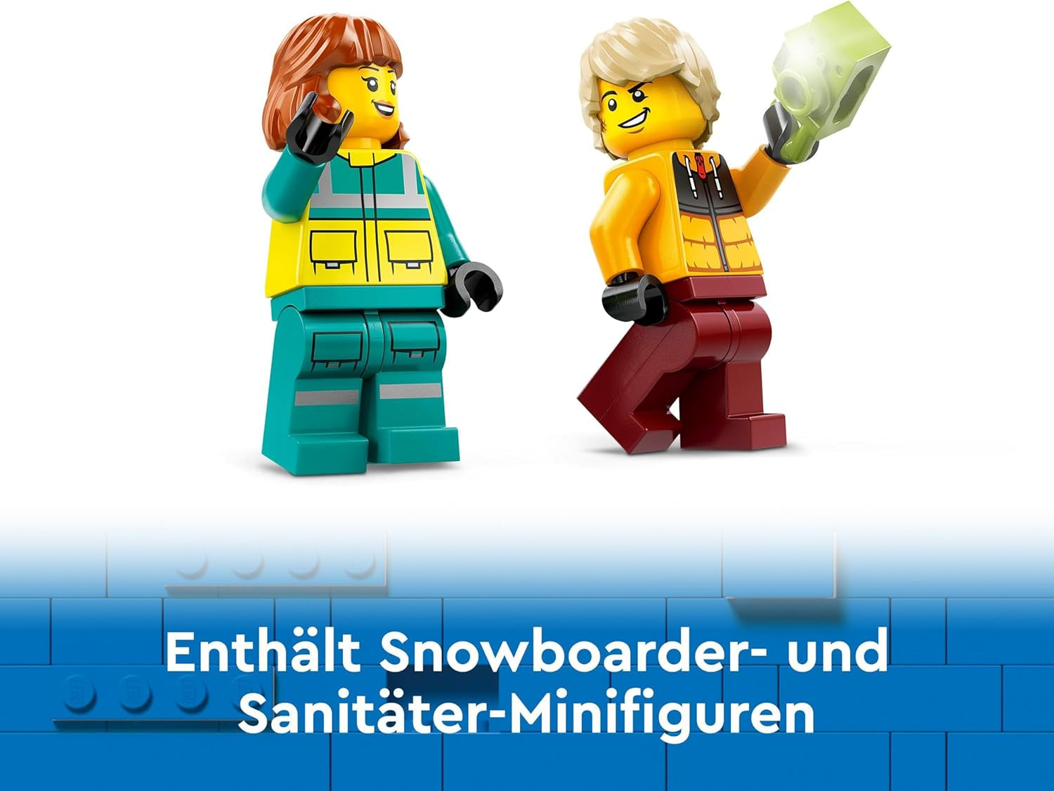 Ambulanza e snowboarder LEGO City, set da gioco ambulanza con macchinina e 2 minifigure, personaggio dello snowboarder e del paramedico, regalo fantasioso per ragazzi e ragazze dai 4 anni 60403 Set da costruzione Besuche den LEGO-Store