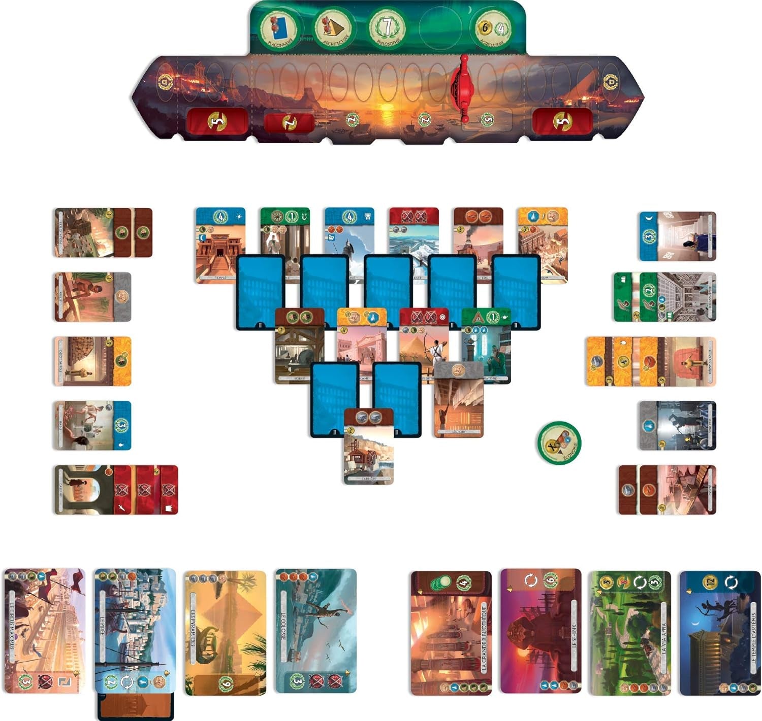 Asmodee 7 Wonders Duel, joc de bază, joc pentru cunoscători, joc de strategie, 2 jucători, vârste 10+, 30 de minute, germană