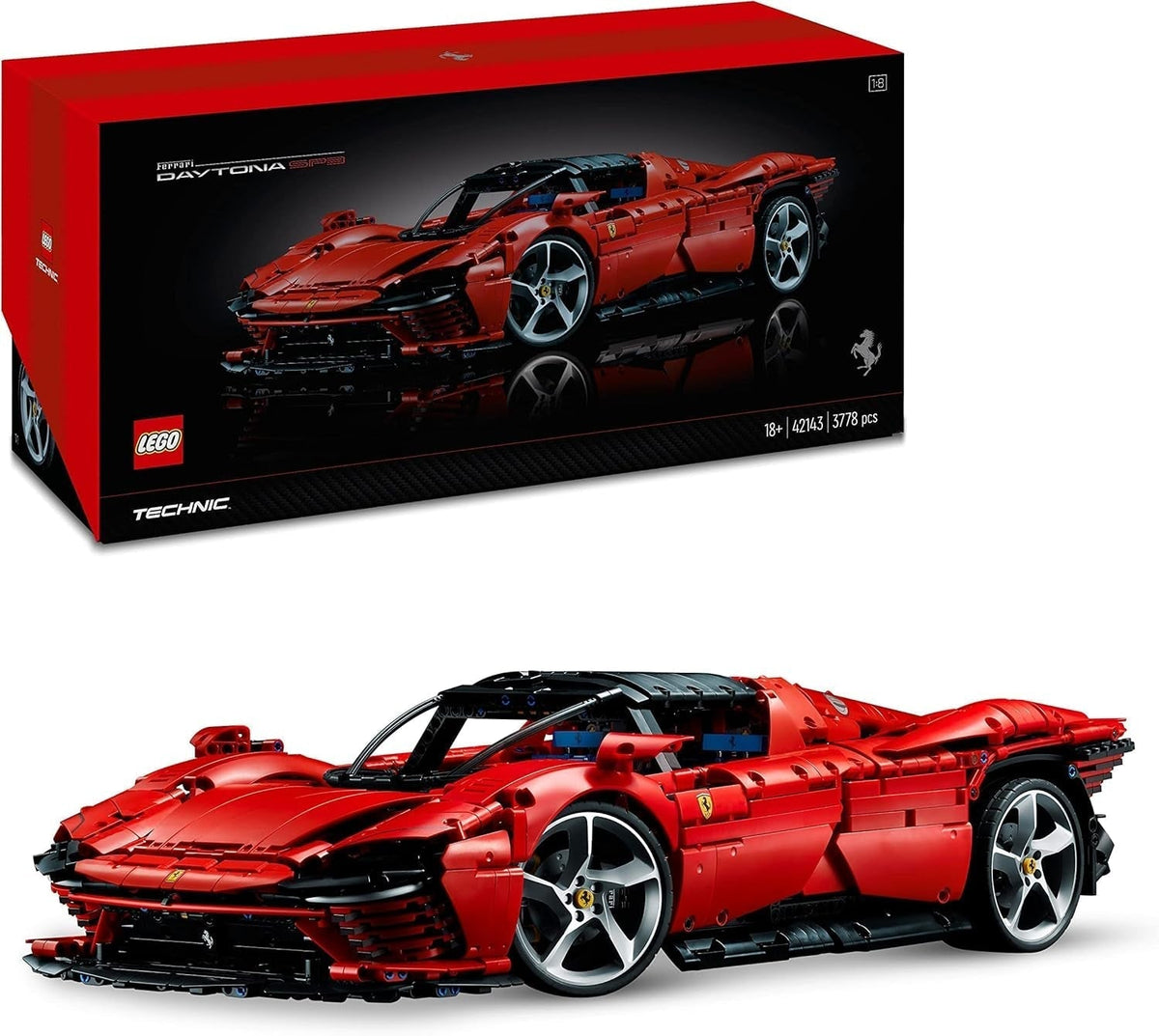 LEGO Technic Ferrari Daytona SP3 Kit modello scala 1:8, super sportiva rossa, oggetto da collezione esteso per modello di auto, Ultimate Car Concept 42143 Set da costruzione Acquista nel negozio LEGO Single